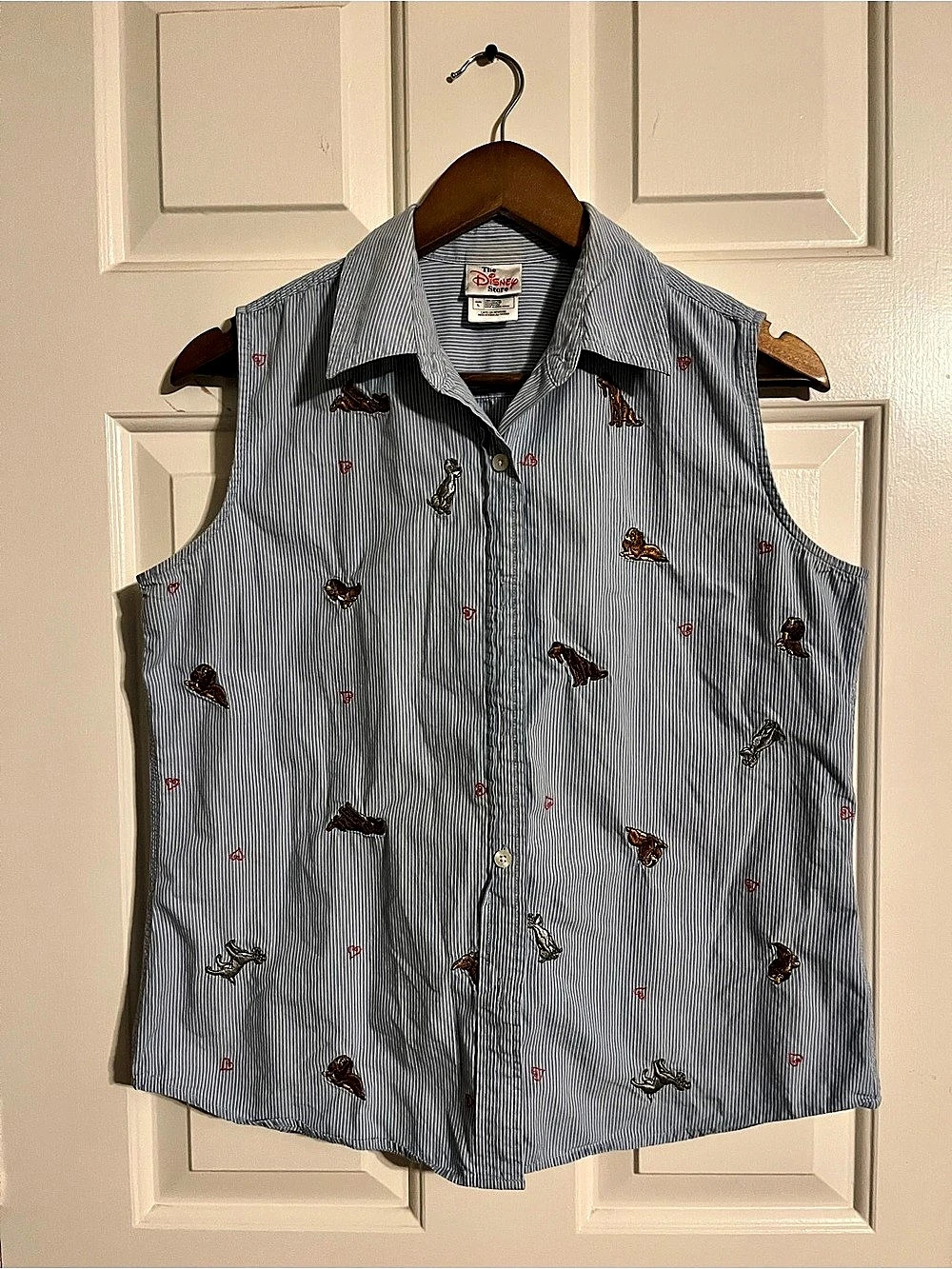 The Disney Store Striped Embroidered Sleeveless Shirt Large